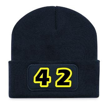 42 Number Symbol - Recycled Patch Beanie - french navy - Front