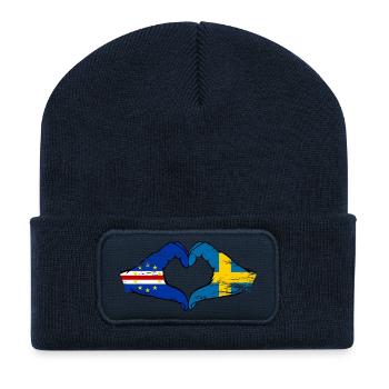 Kap Verde Schweden Flagge Hände Herzform used - Recycelte Patch Beanie - French Navy - Vorne