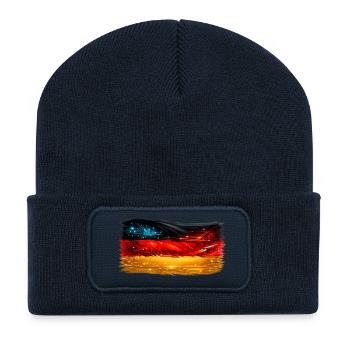 Tech-Circuit Neon Nebel Deutschland flagge - Recycelte Patch Beanie - French Navy - Vorne