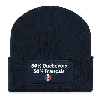 50% québecois et 50% français double nationalité - Beanie recyclé à patch - bleu marine - Devant