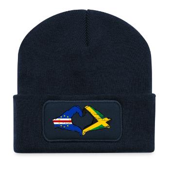 Mains du drapeau du Cap-Vert Jamaïque en forme de cœur utilisées - Beanie recyclé à patch - bleu marine - Devant