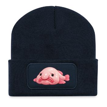 Poisson blob - Beanie recyclé à patch - bleu marine - Devant