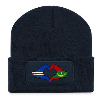 Cape Verde Mauritania Flag Hands Heart Shape - Recycled Patch Beanie - french navy - Front