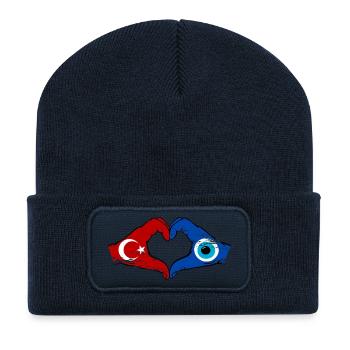 Turkey Nazar Flagge_Hände heart shape used - Recycled Patch Beanie - french navy - Front