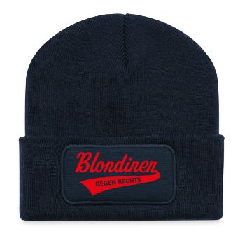 Blondinen Gegen Rechts (Blondine / Blond / Red) - Recycelte Patch Beanie - French Navy - Vorne
