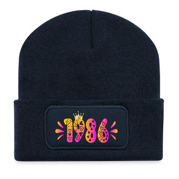 Birthday 1986 Birthday Crown - Recycled Patch Beanie - french navy - Front