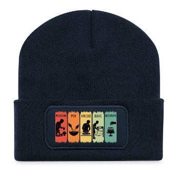 Retro Baker Schritte Messen Mischen Kneten Backen Geschenk - Recycelte Patch Beanie - French Navy - Vorne