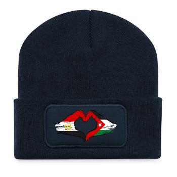 Ägypten Jordanien Flagge Hände Herzform used - Recycelte Patch Beanie - French Navy - Vorne