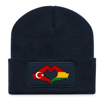 Bolivien Türkei Flagge Hände Herzform - Recycelte Patch Beanie - French Navy - Vorne