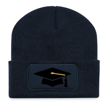 Doktorhut Silhouette Icon - Recycelte Patch Beanie - French Navy - Vorne