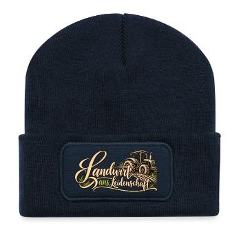 Landwirt aus Leidenschaft Bauer Landwirtschaft Hof - Recycelte Patch Beanie - French Navy - Vorne
