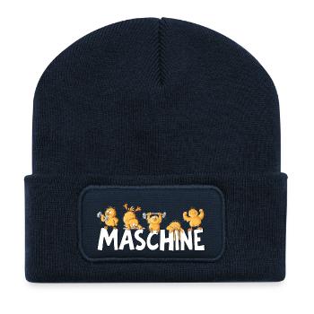 Maschine Küken Workout Fitness Kraftsport Humor - Recycelte Patch Beanie - French Navy - Vorne