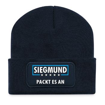 SIEGMUND - Recycelte Patch Beanie - French Navy - Vorne