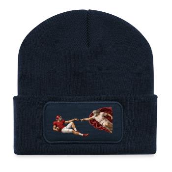 Die Erschaffung des Footballs - Recycelte Patch Beanie - French Navy - Vorne