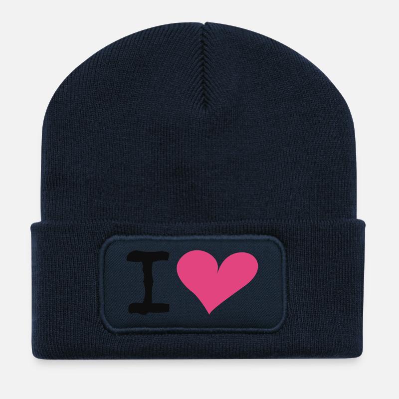I Heart - Beanie recyclé à patch - bleu marine