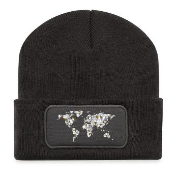 Die Welt - Recycelte Patch Beanie - Dunkelgrau - Vorne