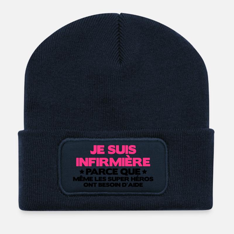 je suis infirmière - Beanie recyclé à patch - bleu marine