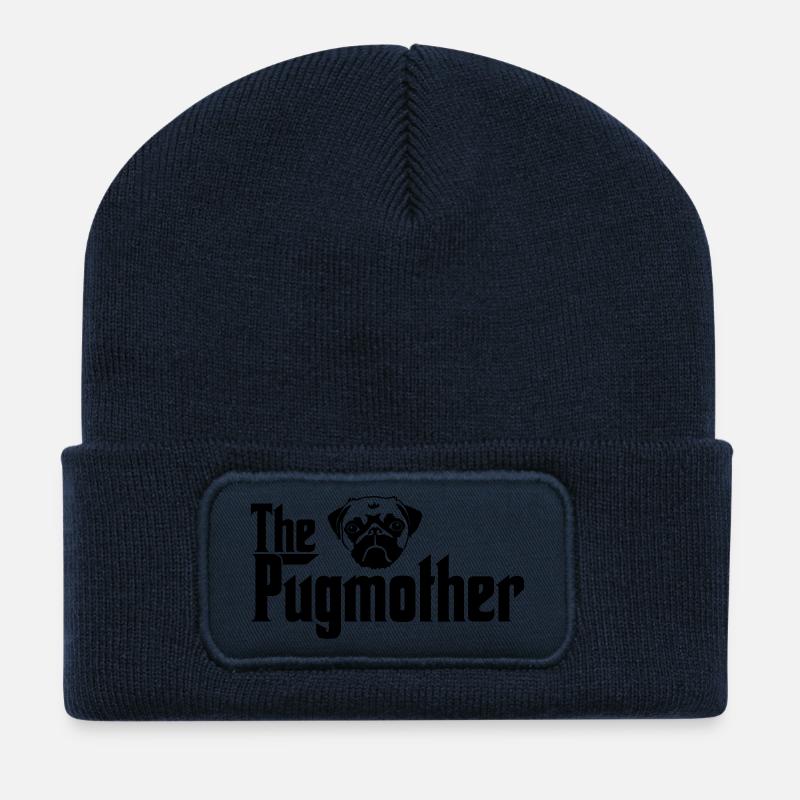 Pugmother Pug \Design for Dog Lovers - Recycled Patch Beanie - french navy