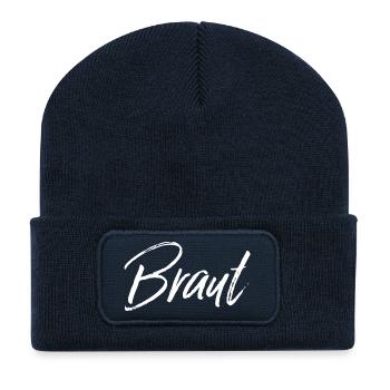Braut weiss - Recycelte Patch Beanie - French Navy - Vorne
