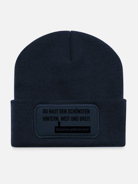 Du hast den schönsten Hintern - Recycelte Patch Beanie - French Navy