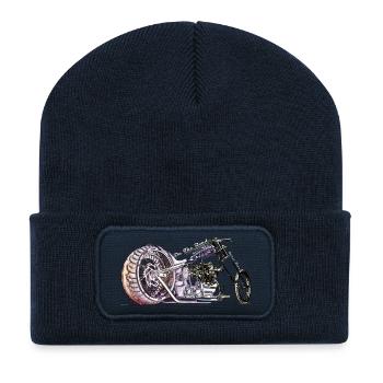 Moto - Beanie recyclé à patch - bleu marine - Devant