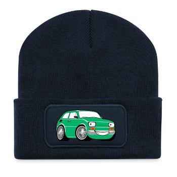 voiture de course vert dessin animé enfant en bas âge classique - Beanie recyclé à patch - bleu marine - Devant