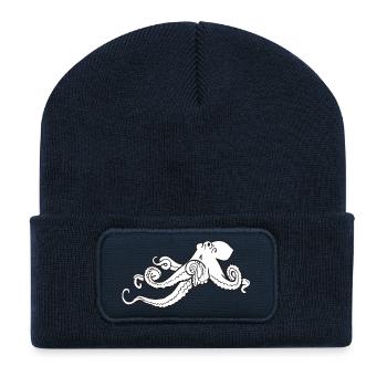 poulpe géant calmar, poulpe, calmar, poissons seiche - Beanie recyclé à patch - bleu marine - Devant