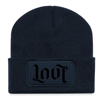 LOVE (AMBIGRAM FONT) - Beanie recyclé à patch - bleu marine - Devant