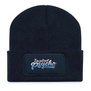 VERRÜCKT: Ich bin NICHT NICHT Psycho - Recycelte Patch Beanie - French Navy - Vorne