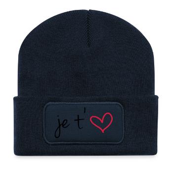 Je t'aime - Beanie recyclé à patch - bleu marine - Devant