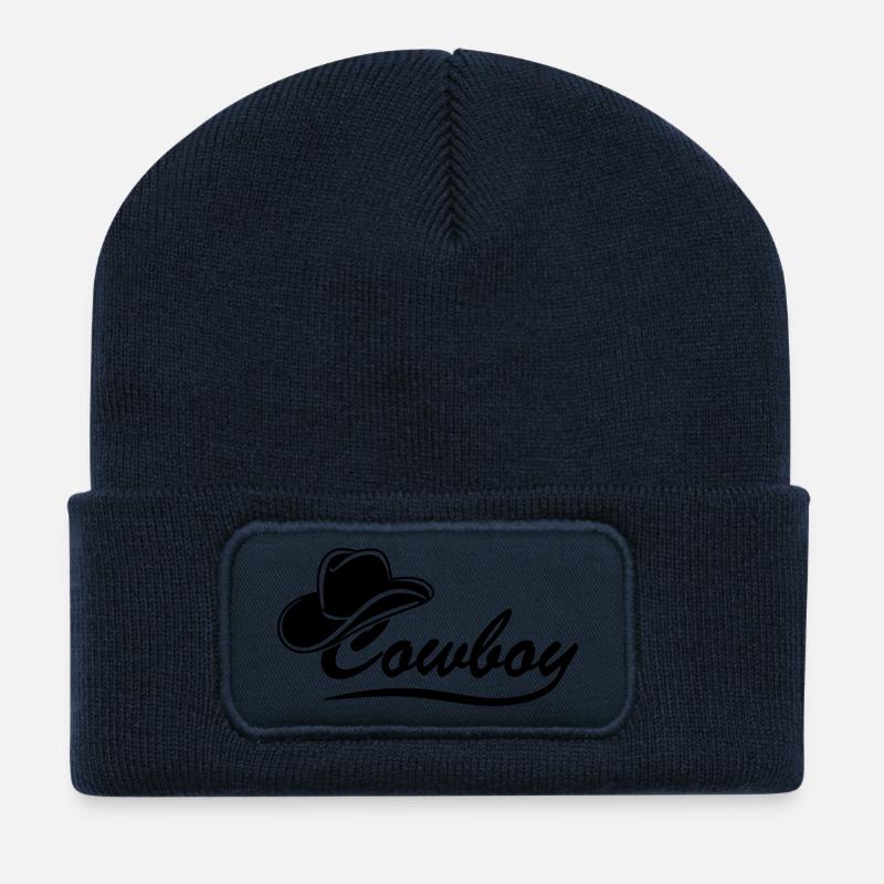 Police de cowboy avec chapeau - Beanie recyclé à patch - bleu marine