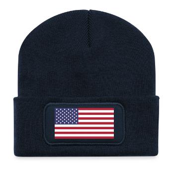 Drapeau des États-Unis pour les fans américains et américains - Beanie recyclé à patch - bleu marine - Devant