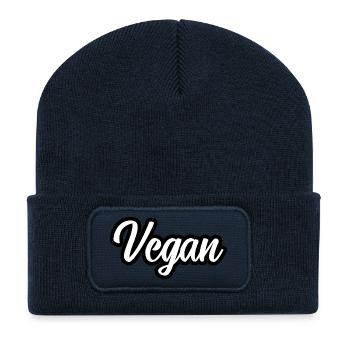 Végétaliens végétaliens végétariens - Beanie recyclé à patch - bleu marine - Devant