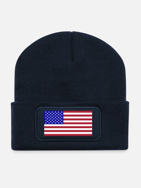 America flag - Recycled Patch Beanie - french navy