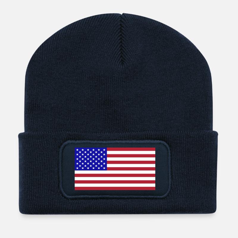 Amerika Flagge - Recycelte Patch Beanie - French Navy
