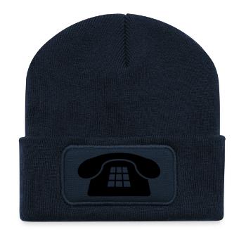 Vieux téléphone - Beanie recyclé à patch - bleu marine - Devant
