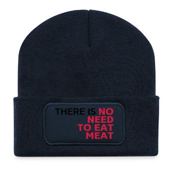 Il n'est pas nécessaire de manger de la viande, - Beanie recyclé à patch - bleu marine - Devant