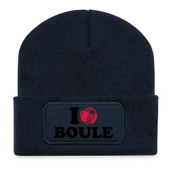 I love Boule - Beanie recyclé à patch - bleu marine - Devant