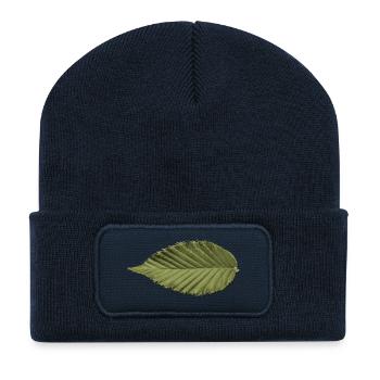 Leaf Structure Olive Green Pattern - Recycled Patch Beanie - french navy - Front