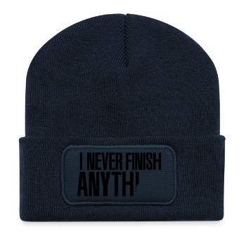I never finish anything - Recycelte Patch Beanie - French Navy - Vorne