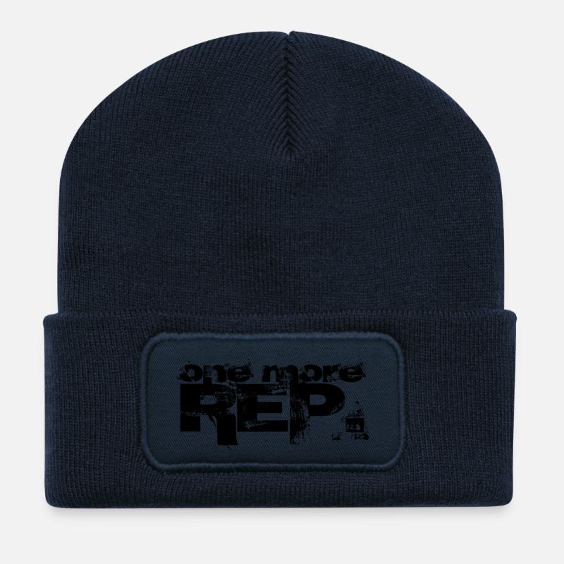 one more REP. (schwarz) - Recycelte Patch Beanie - French Navy