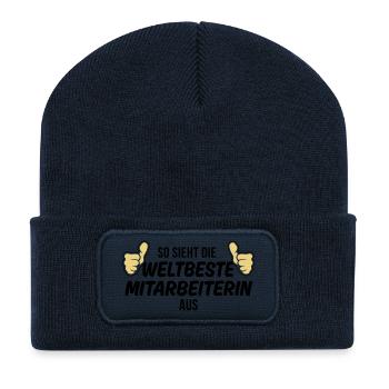 die weltbeste mitarbeiterin - Recycelte Patch Beanie - French Navy - Vorne