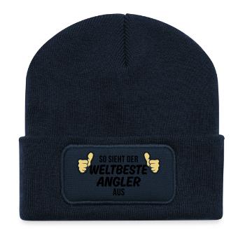 der weltbeste angler - Recycelte Patch Beanie - French Navy - Vorne