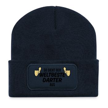 der weltbeste darter - Recycelte Patch Beanie - French Navy - Vorne