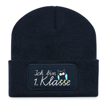 School enrollment I am 1st grade owl - Recycled Patch Beanie - french navy - Front