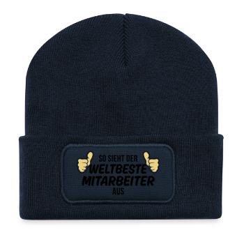 der weltbeste mitarbeiter - Recycelte Patch Beanie - French Navy - Vorne