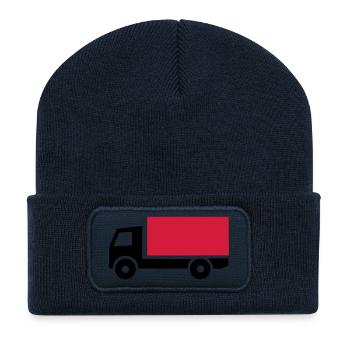 lkw_02 - Beanie recyclé à patch - bleu marine - Devant