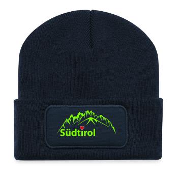 Berge, Urlaub, Südtirol - Recycelte Patch Beanie - French Navy - Vorne