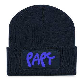 PAPY. FÊTE DES PÈRES. BONNE FÊTE PAPY. JE T'AIME. - Beanie recyclé à patch - bleu marine - Devant