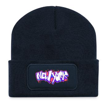 New York Horizontal Graffiti 1 - Recycled Patch Beanie - french navy - Front